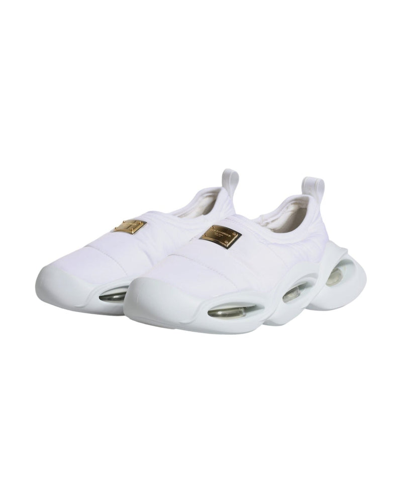 Dolce & Gabbana White Padded Fabric Low Top Sneakers Shoes Sneakers