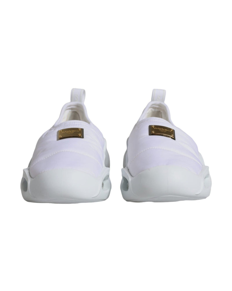 Dolce & Gabbana White Padded Fabric Low Top Sneakers Shoes Glam Steals