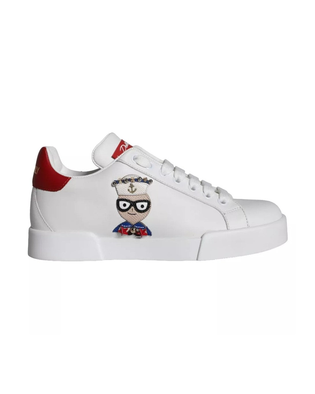 Dolce & Gabbana White Patch Calfskin Nappa Portofino Sneakers Sneakers