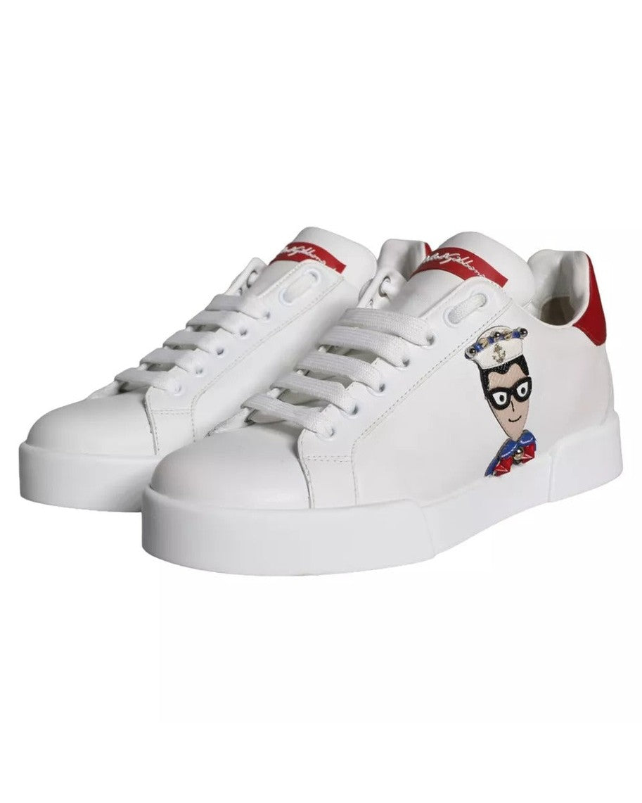 Dolce & Gabbana White Patch Calfskin Nappa Portofino Sneakers Sneakers