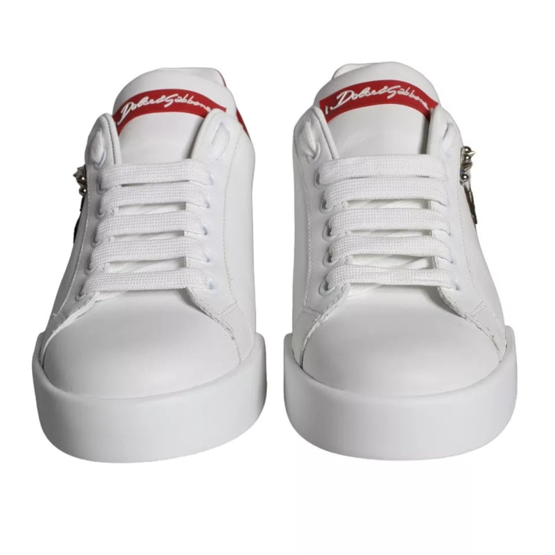 Dolce & Gabbana White Patch Calfskin Nappa Portofino Sneakers Glam Steals