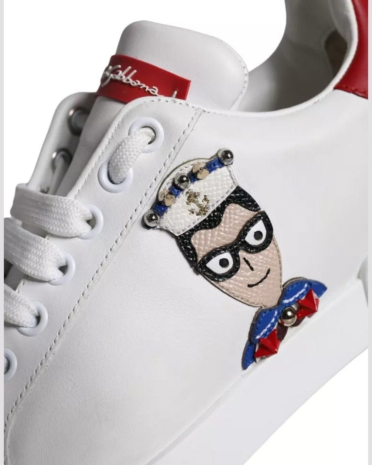 Dolce & Gabbana White Patch Calfskin Nappa Portofino Sneakers Sneakers