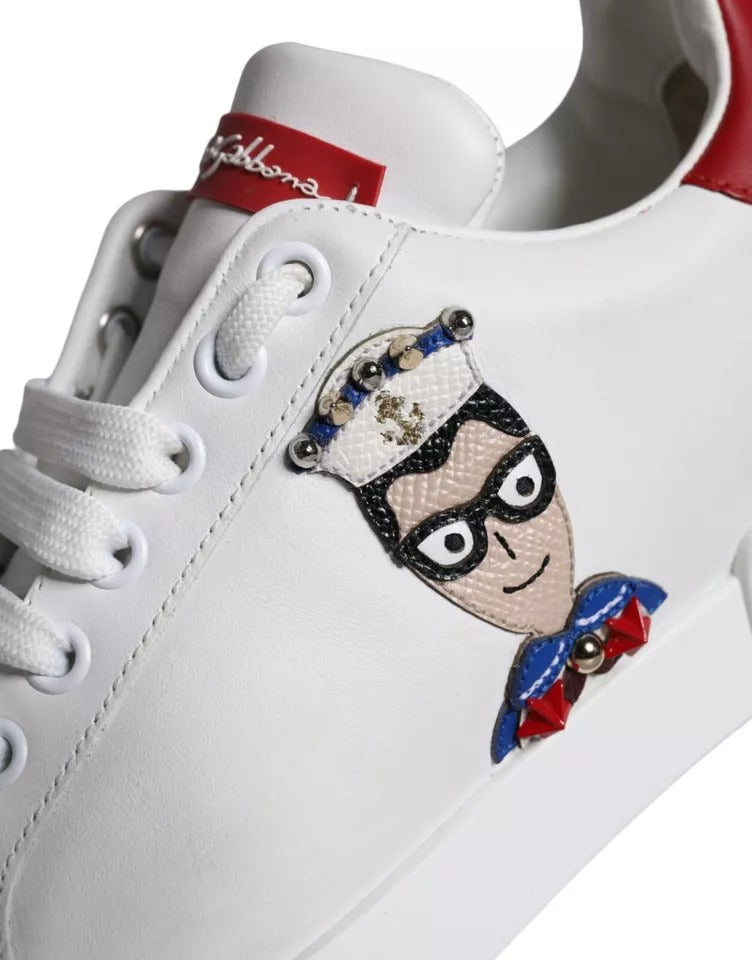Dolce & Gabbana White Patch Calfskin Nappa Portofino Sneakers Glam Steals