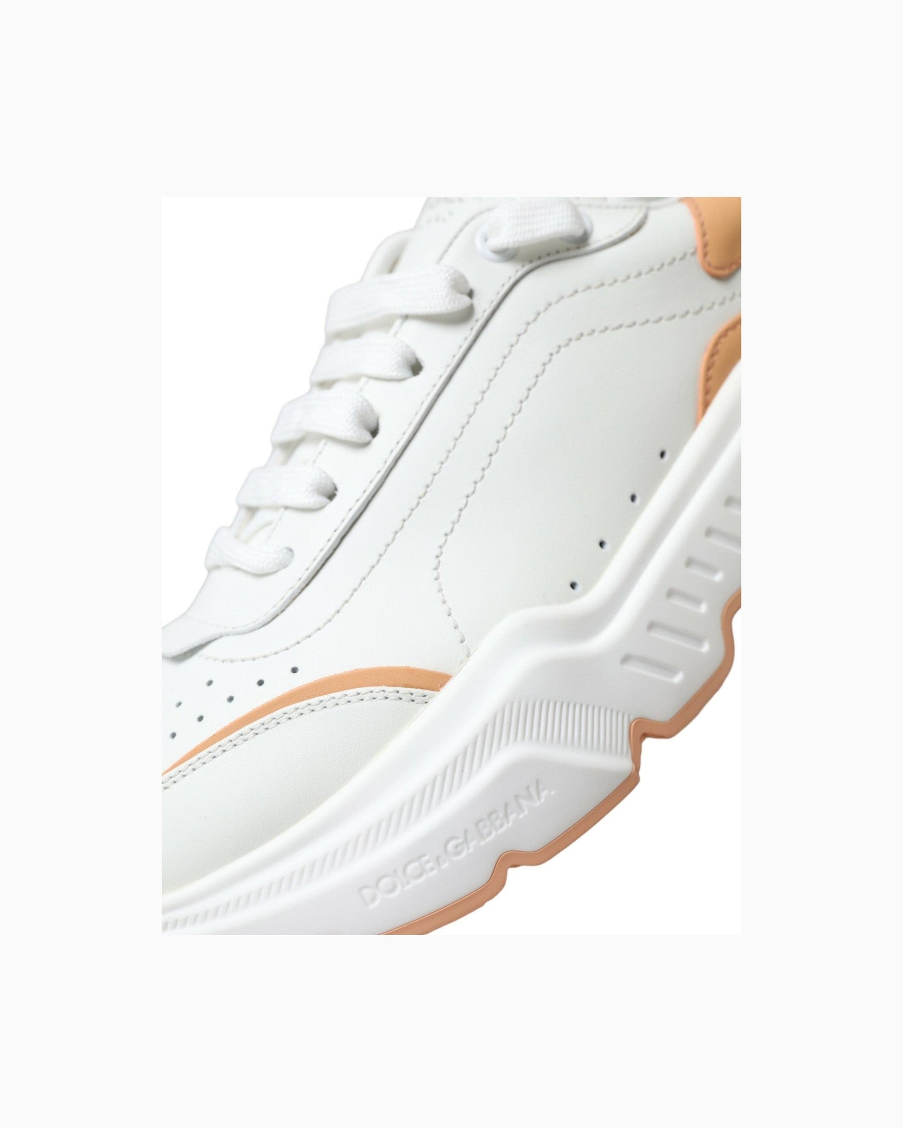 Dolce & Gabbana White Peach Daymaster Leather Sneakers Shoes Glam Steals