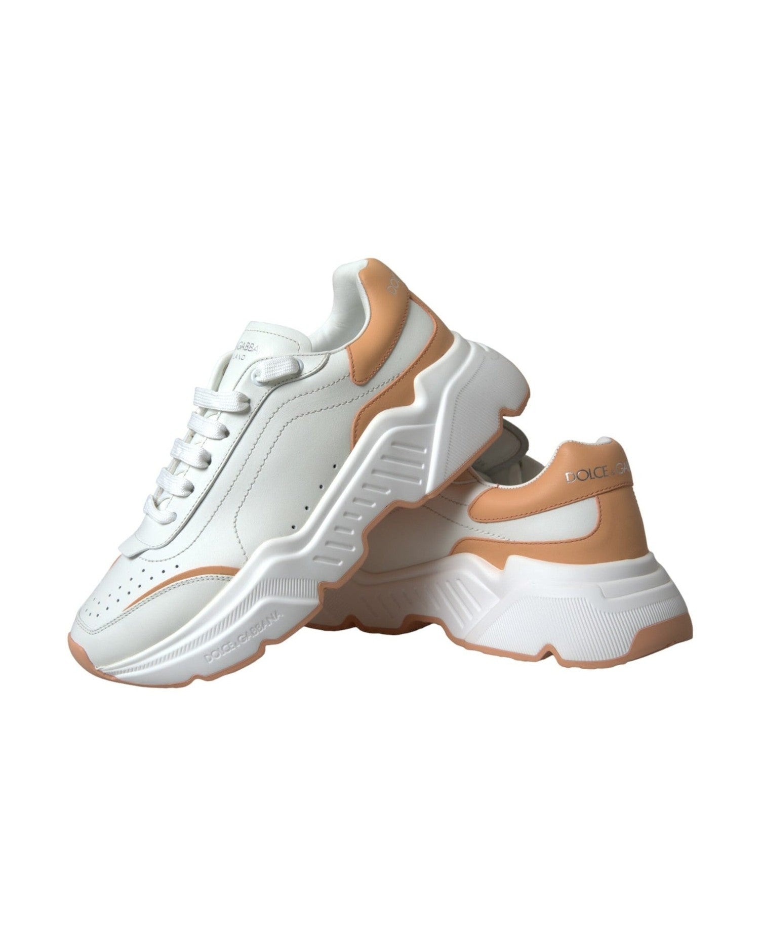 Dolce & Gabbana White Peach Daymaster Leather Sneakers Shoes Glam Steals