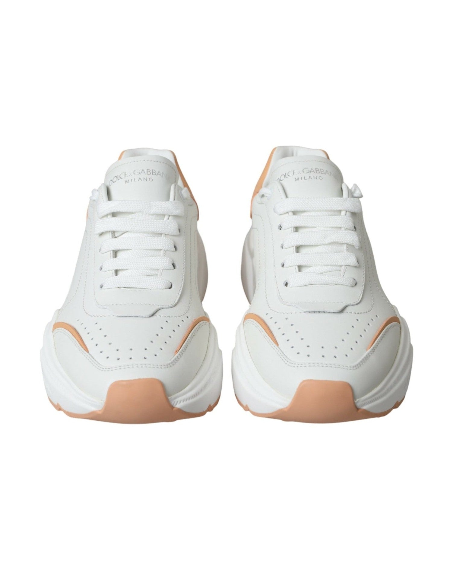 Dolce & Gabbana White Peach Daymaster Leather Sneakers Shoes Glam Steals