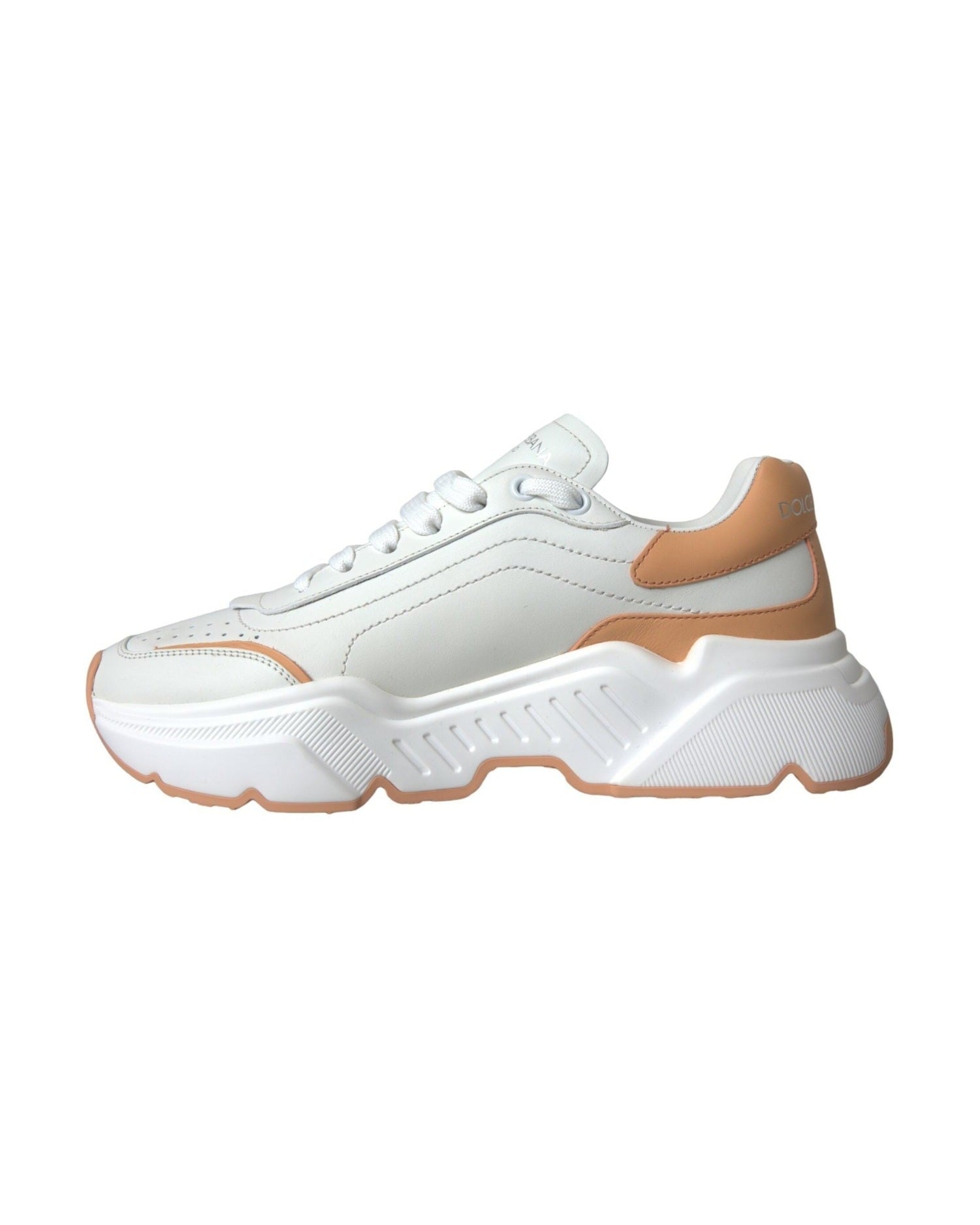 Dolce & Gabbana White Peach Daymaster Leather Sneakers Shoes Glam Steals