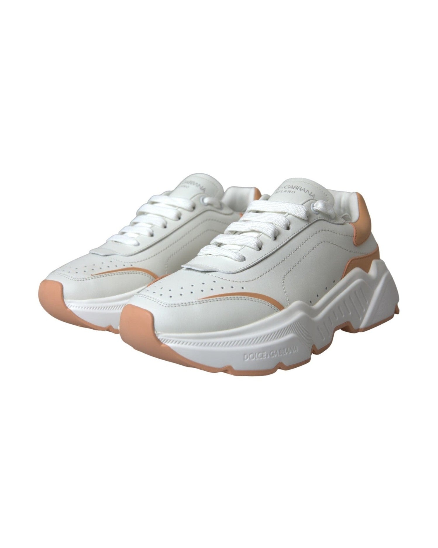 Dolce & Gabbana White Peach Daymaster Leather Sneakers Shoes Glam Steals