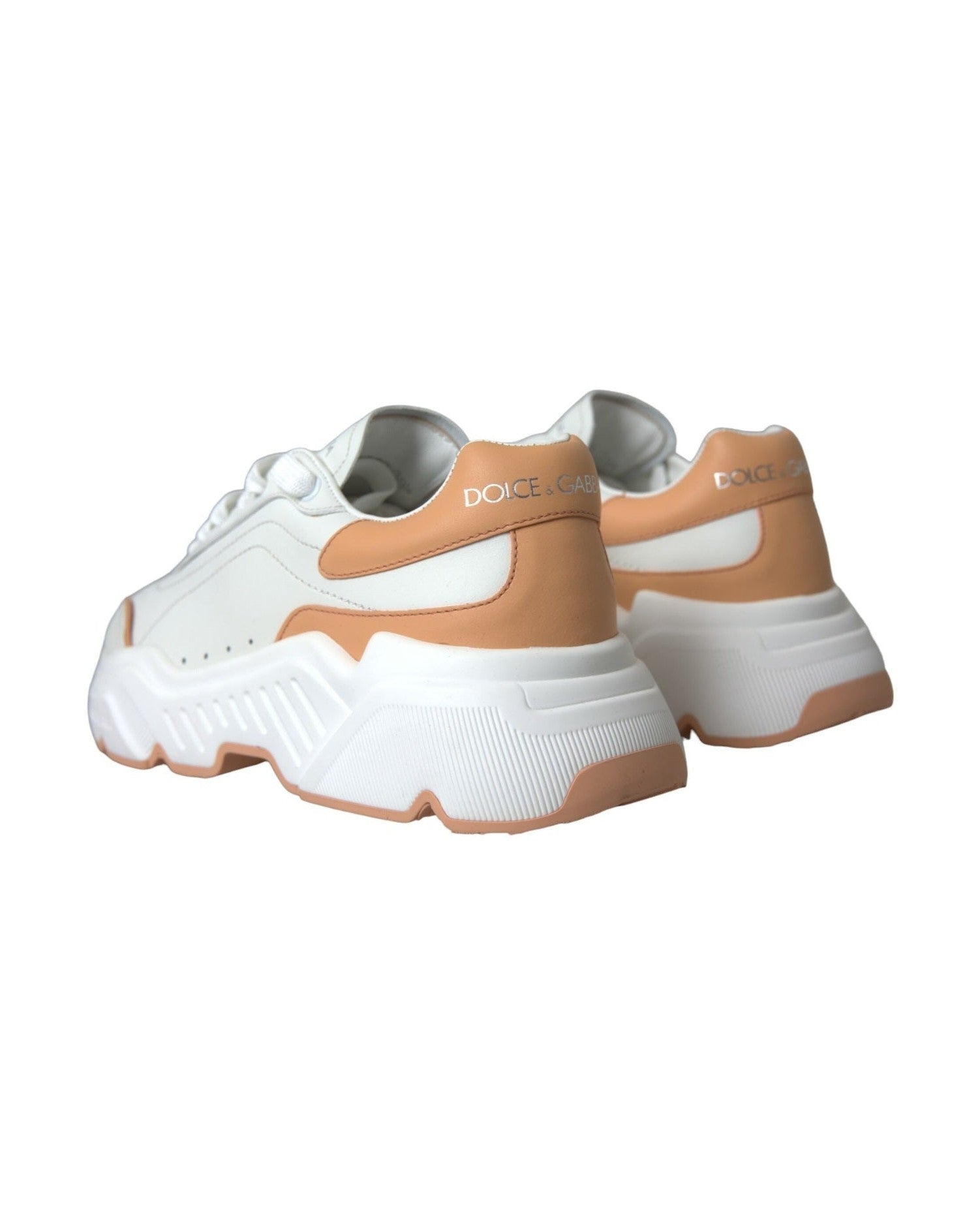 Dolce & Gabbana White Peach Daymaster Leather Sneakers Shoes Glam Steals