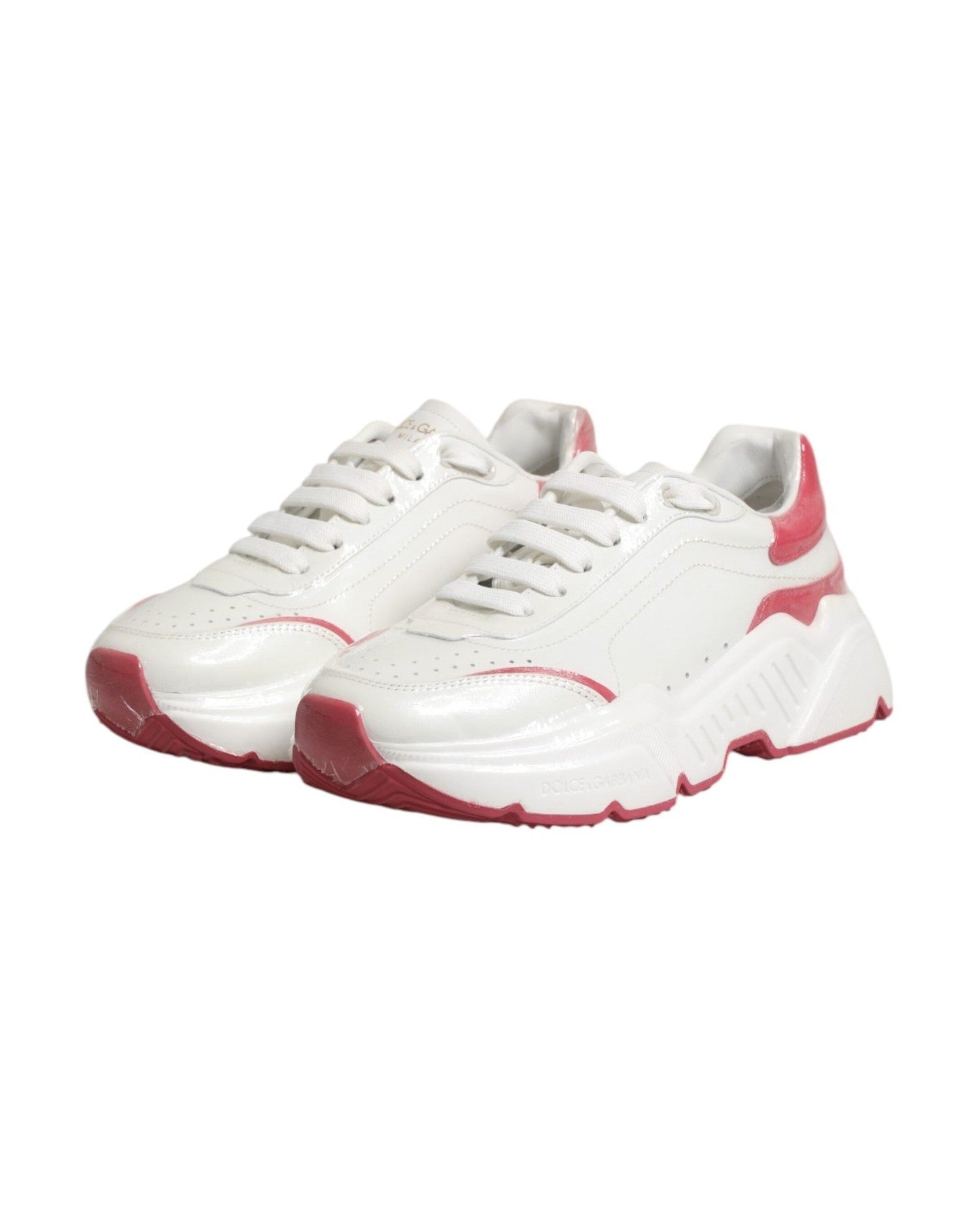 Dolce & Gabbana White Pink Daymaster Low Top Sneakers Shoes Glam Steals