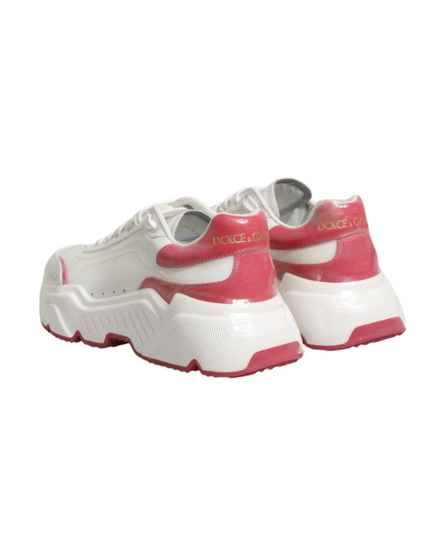 Dolce & Gabbana White Pink Daymaster Low Top Sneakers Shoes Glam Steals