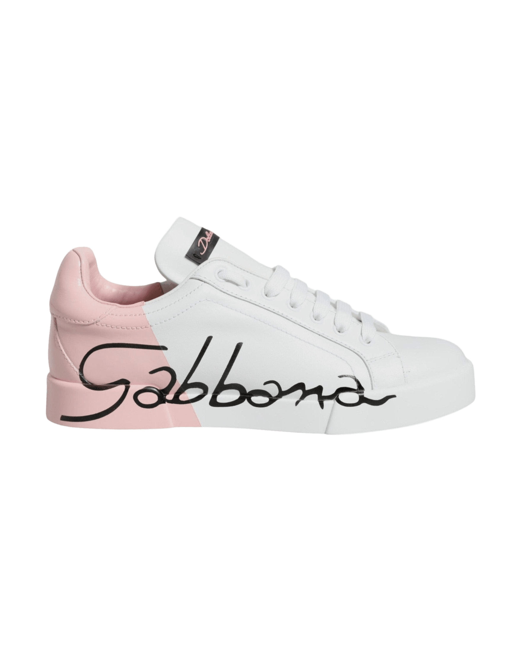 Dolce & Gabbana White Pink Portofino Low Top Sneakers Shoes Glam Steals