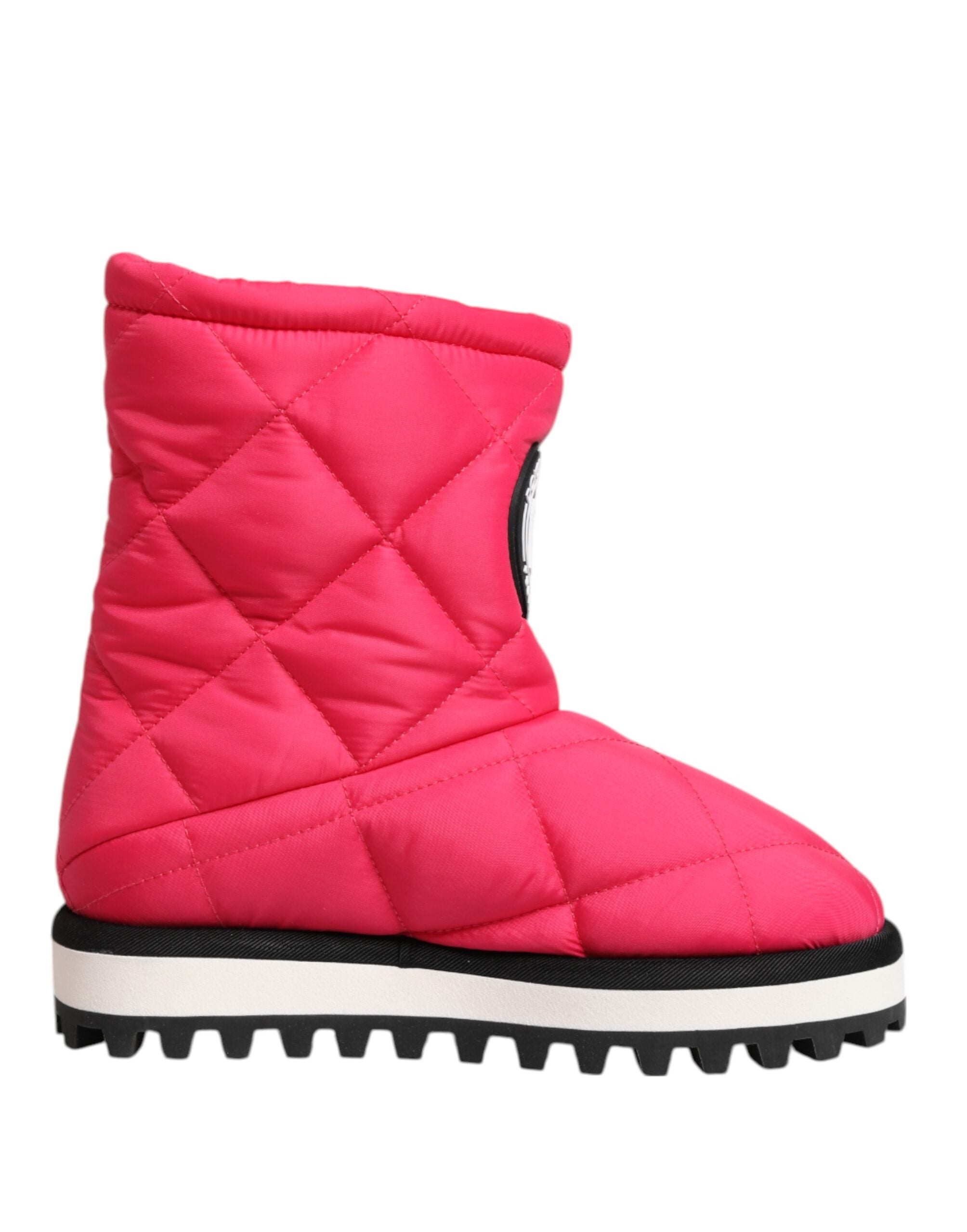 Dolce & Gabbana White Pink Viscose Padded Mid Calf Boots Shoes Glam Steals