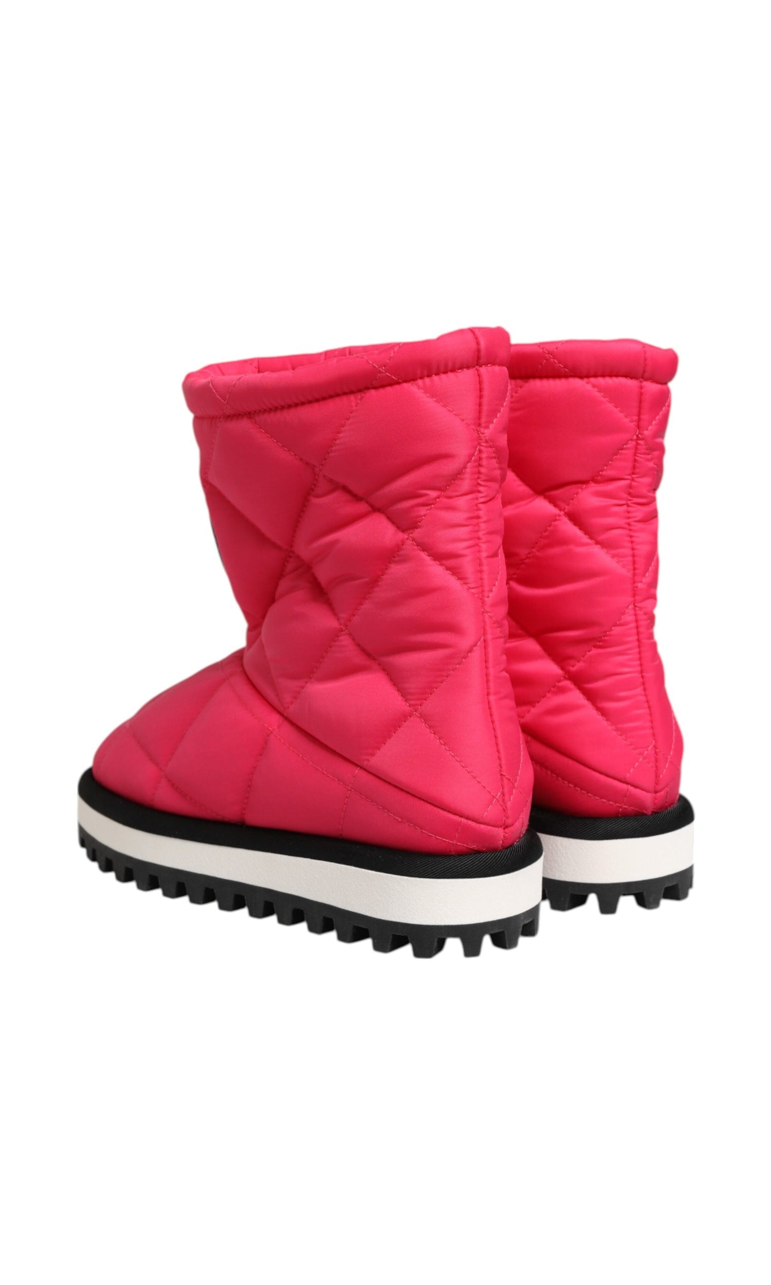 Dolce & Gabbana White Pink Viscose Padded Mid Calf Boots Shoes Glam Steals