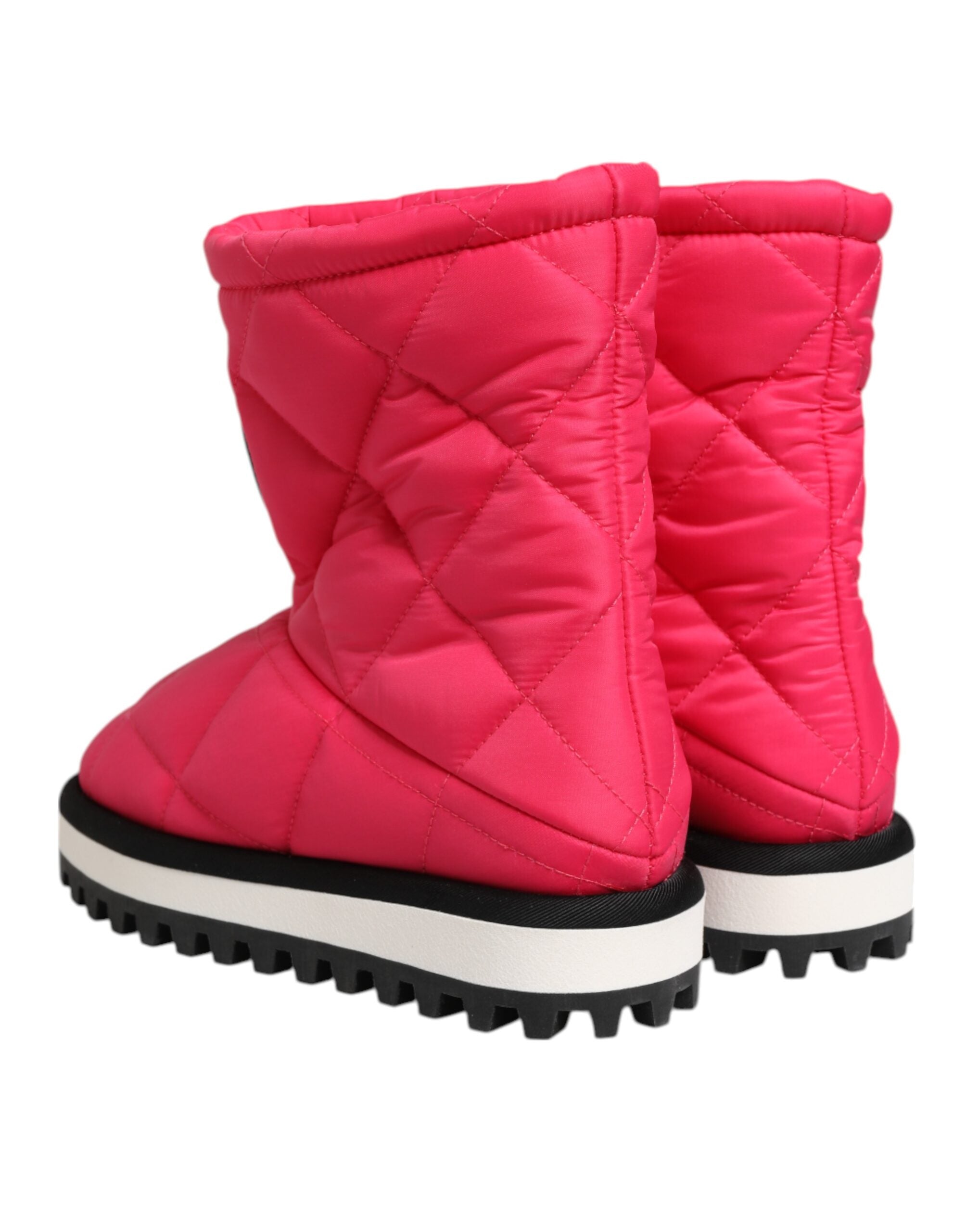 Dolce & Gabbana White Pink Viscose Padded Mid Calf Boots Shoes Glam Steals