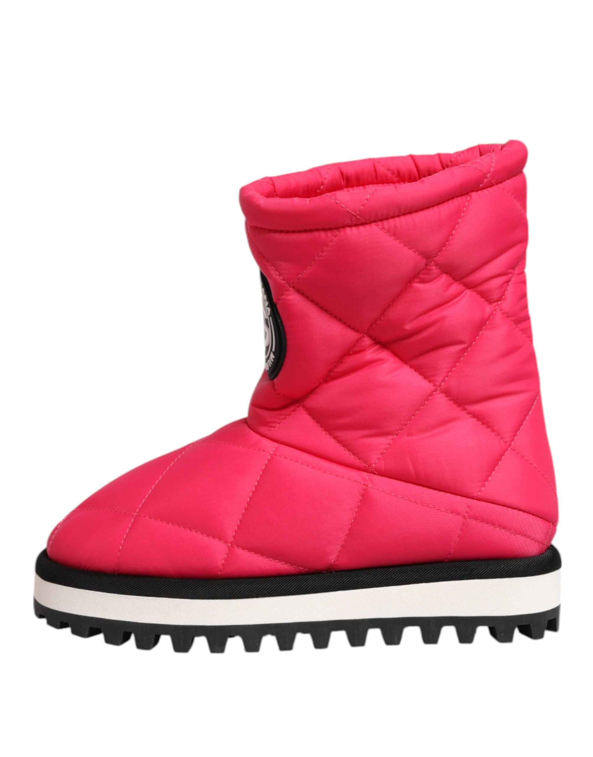 Dolce & Gabbana White Pink Viscose Padded Mid Calf Boots Shoes Glam Steals