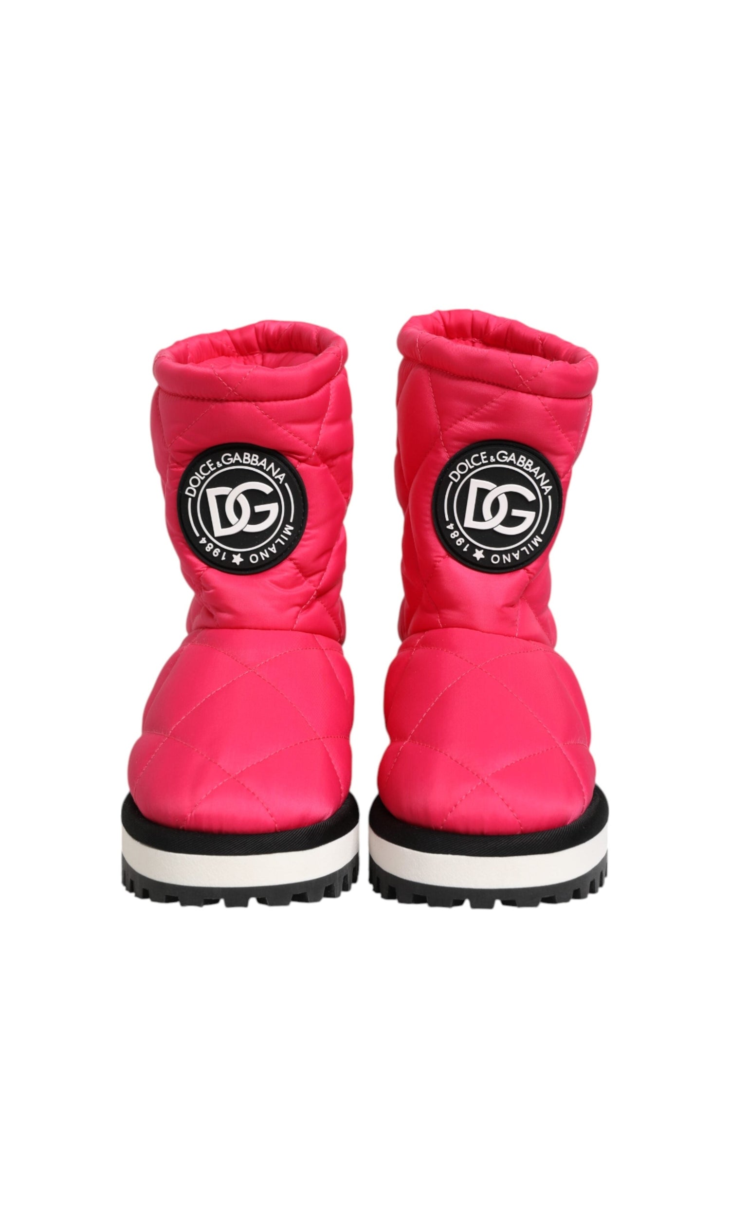 Dolce & Gabbana White Pink Viscose Padded Mid Calf Boots Shoes Glam Steals
