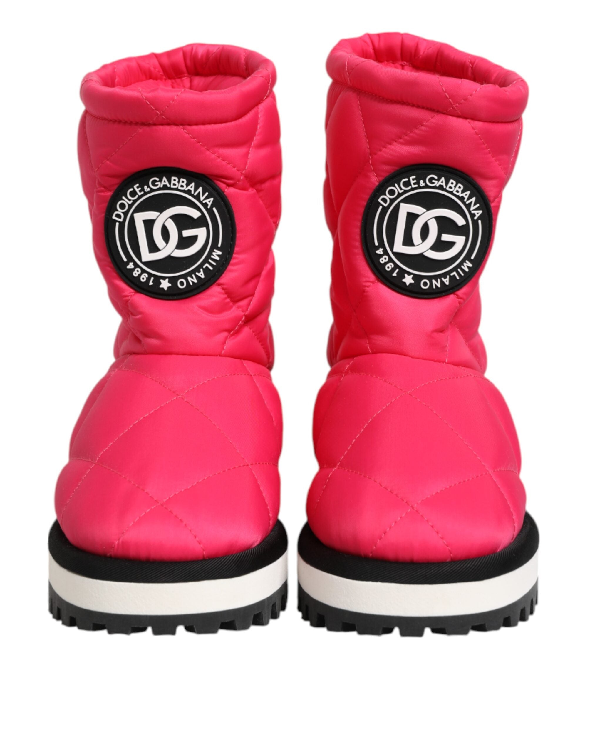 Dolce & Gabbana White Pink Viscose Padded Mid Calf Boots Shoes Glam Steals