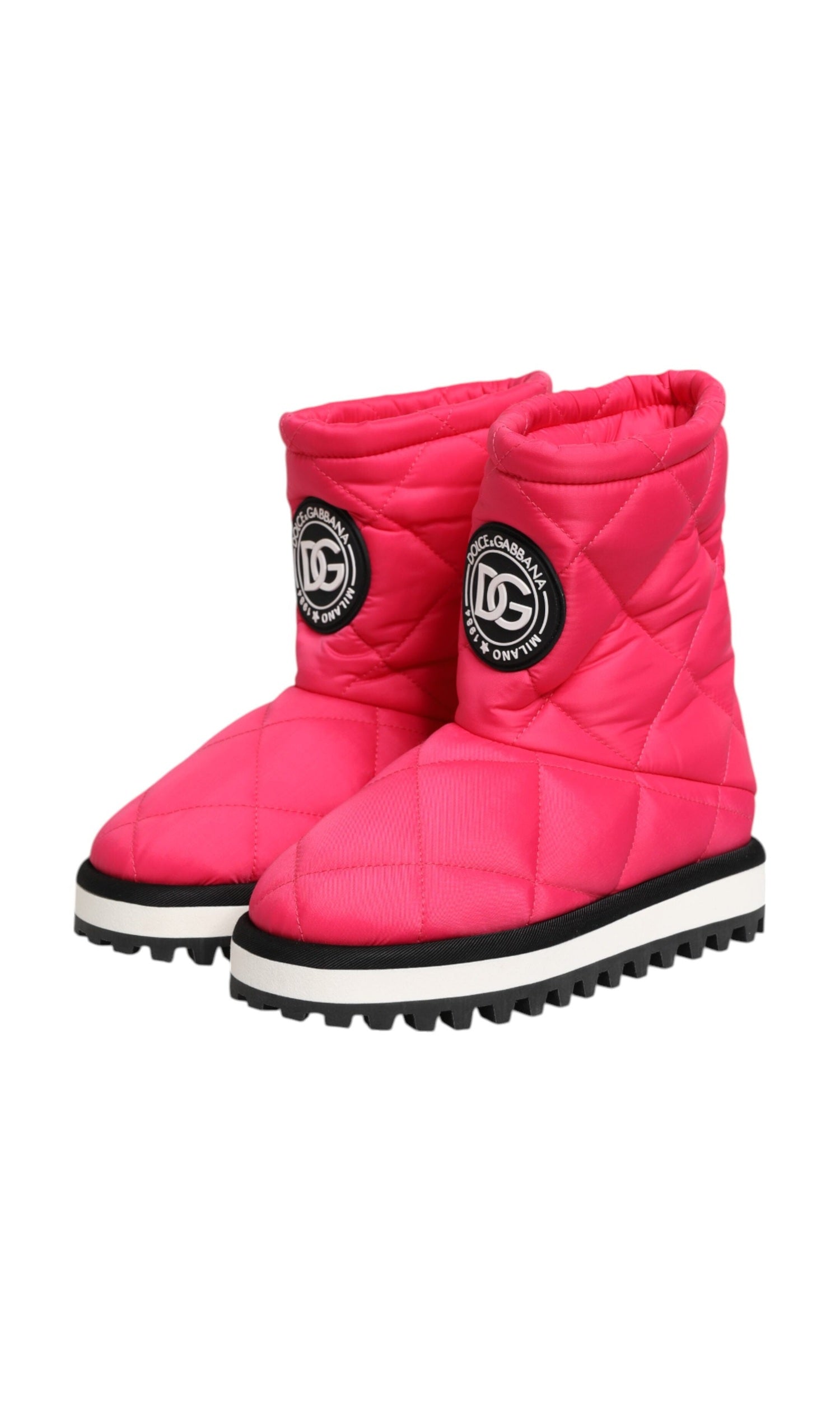 Dolce & Gabbana White Pink Viscose Padded Mid Calf Boots Shoes Glam Steals
