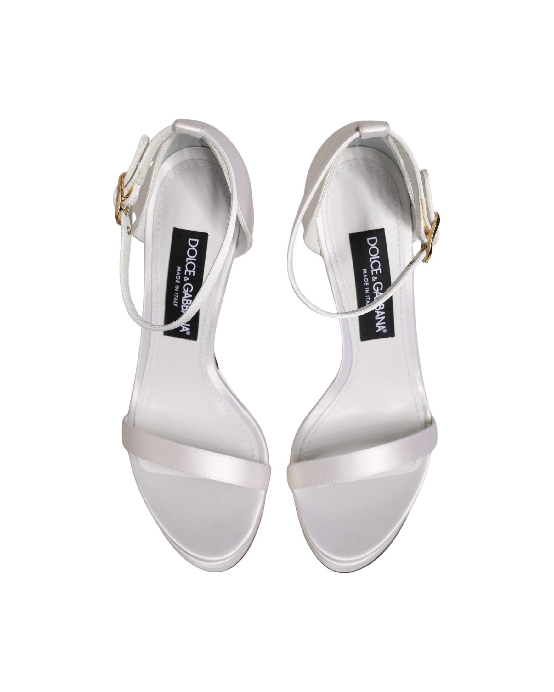 Dolce & Gabbana White Platform Ankle Strap Sandals Shoes 