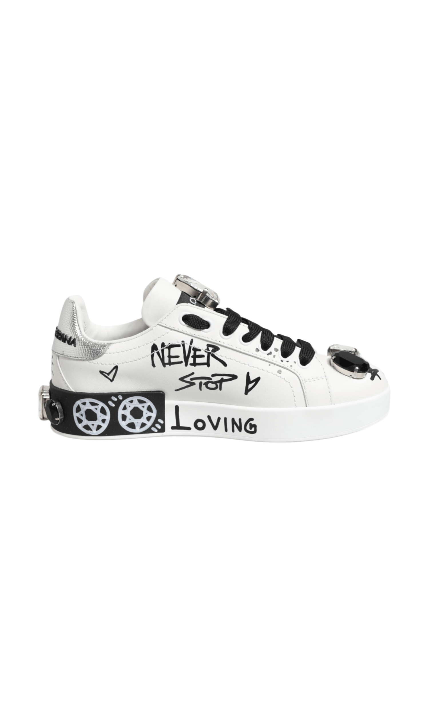 Dolce & Gabbana White Portofino Crystal Sneakers Shoes Glam Steals