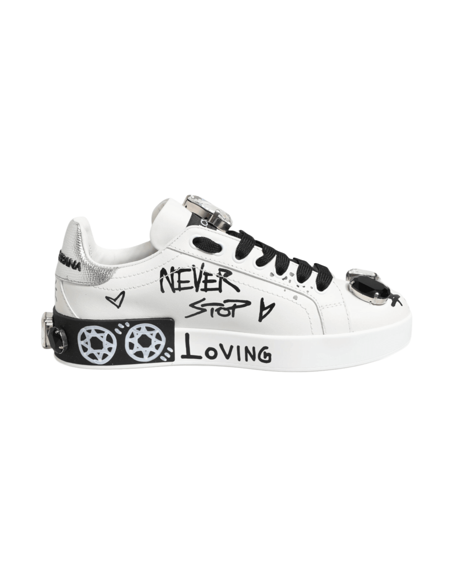 Dolce & Gabbana White Portofino Crystal Sneakers Shoes Glam Steals