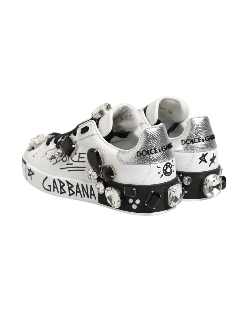 Dolce & Gabbana White Portofino Crystal Sneakers Shoes Glam Steals