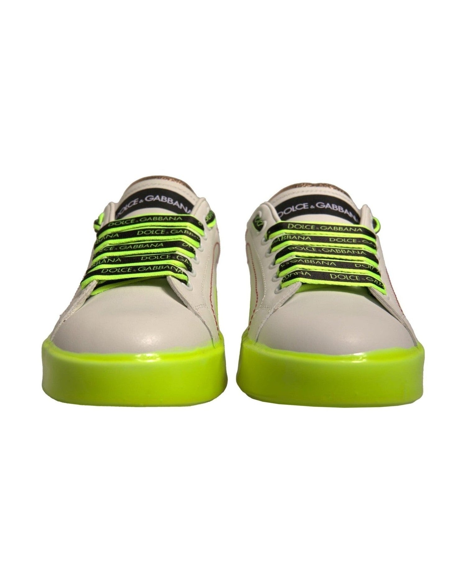 Dolce & Gabbana White Yellow Portofino Leather Sneakers Shoes Glam Steals