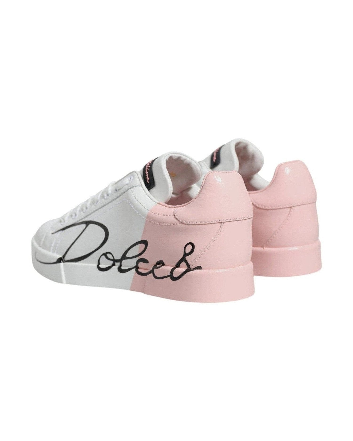Dolce & Gabbana White Pink Portofino Low Top Sneakers Shoes Glam Steals