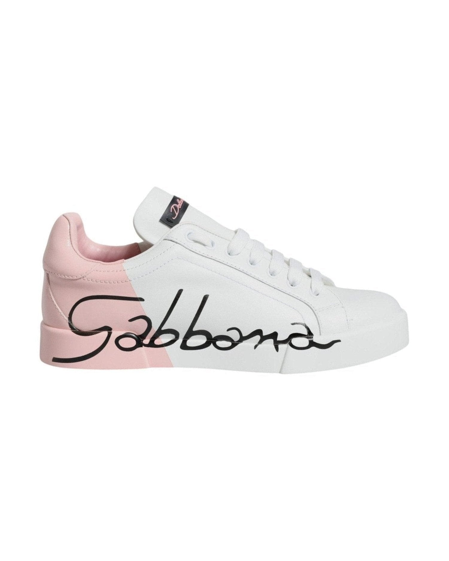 Dolce & Gabbana White Pink Portofino Low Top Sneakers Shoes Glam Steals