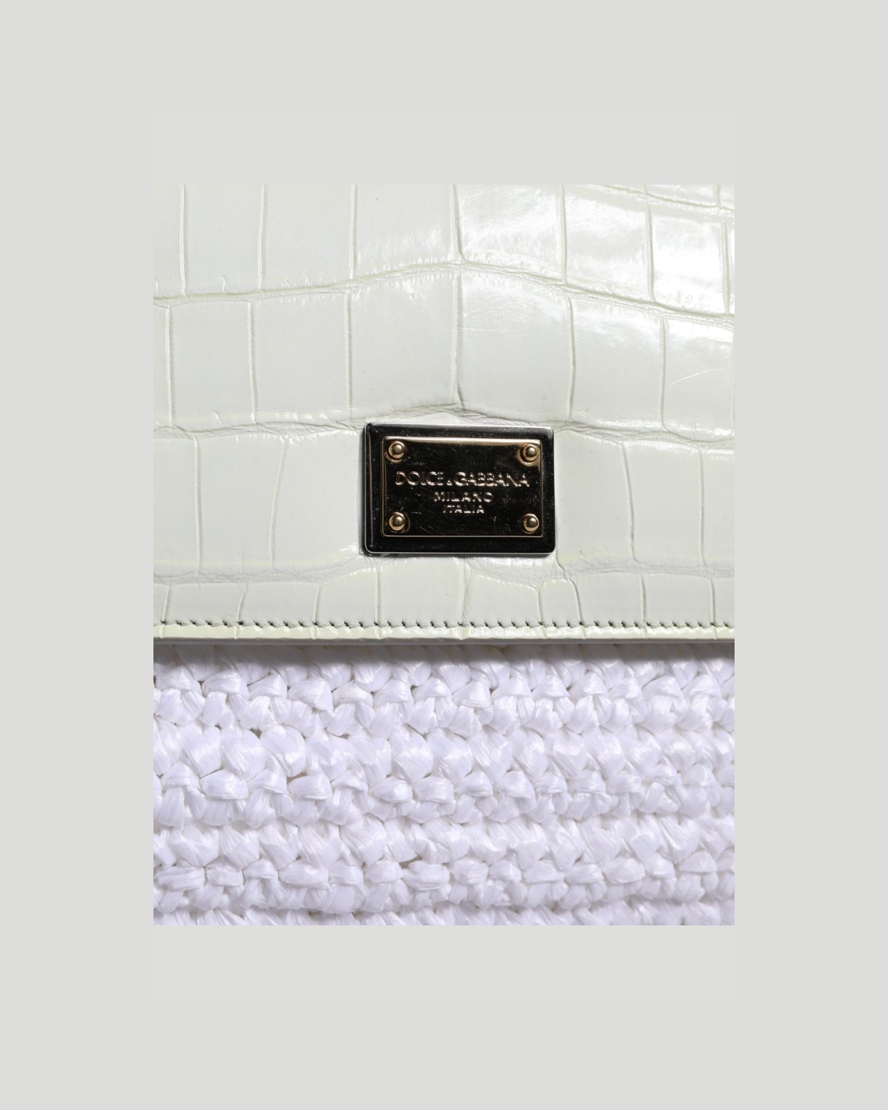 Dolce & Gabbana Rafia Leather Sicily Crossbody White Bag Glam Steals