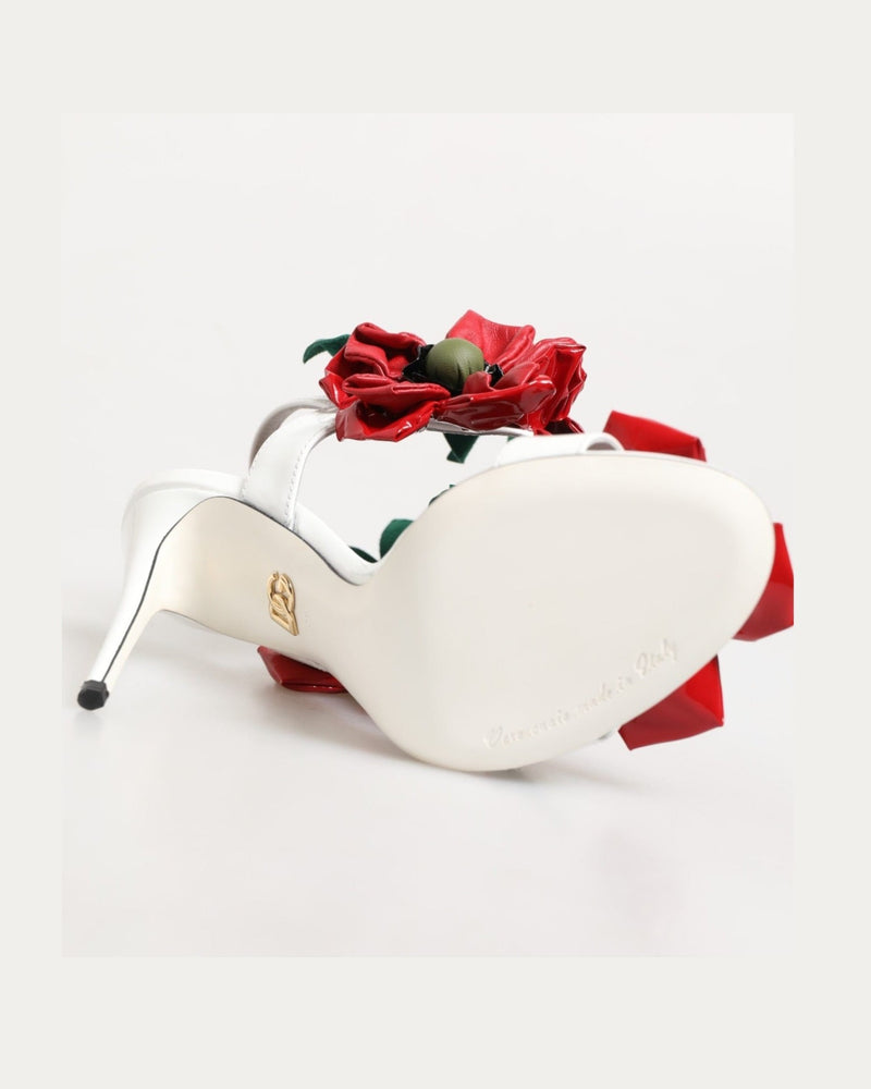 Dolce & Gabbana White Red Floral Detailing Sandals Shoes Glam Steals