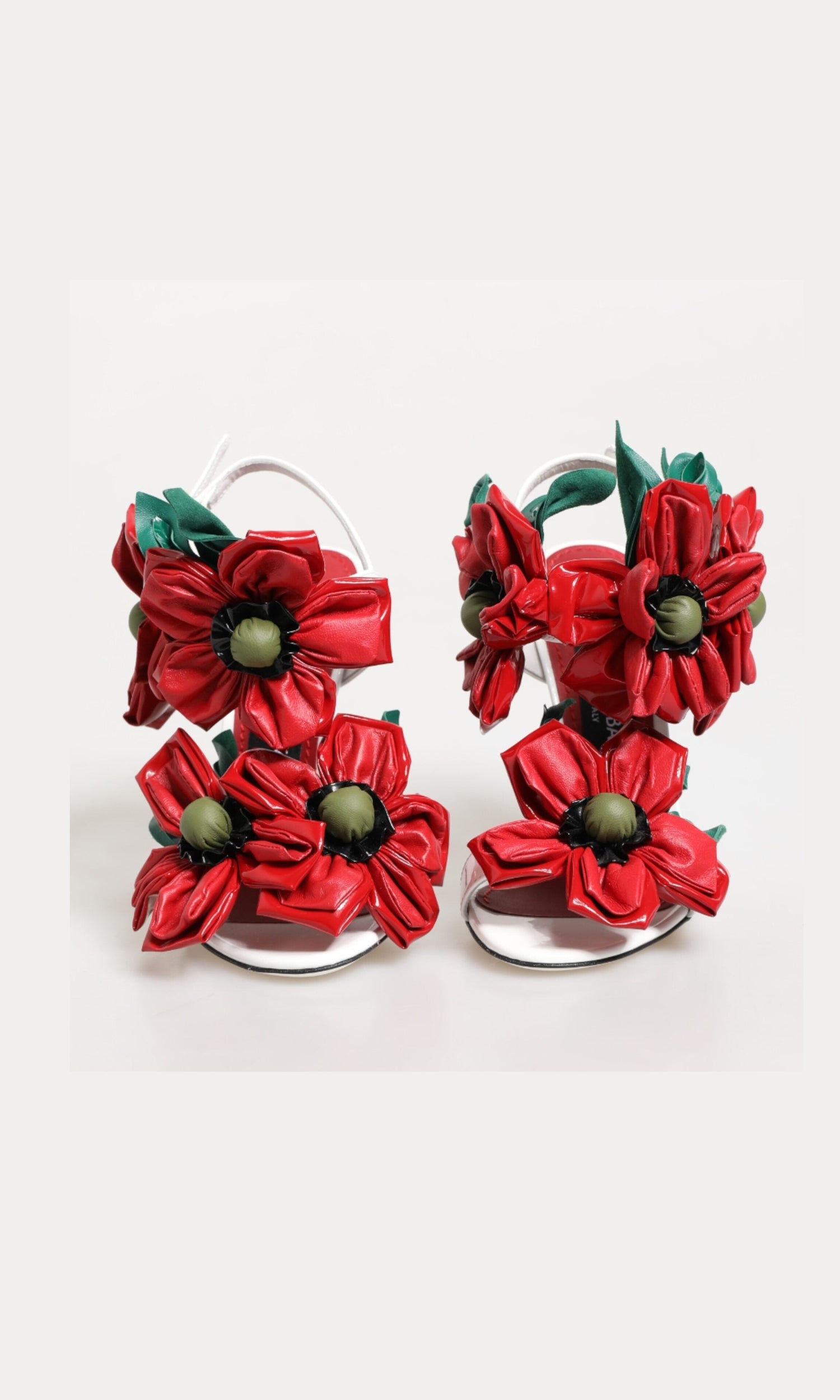 Dolce & Gabbana White Red Floral Detailing Sandals Shoes Glam Steals
