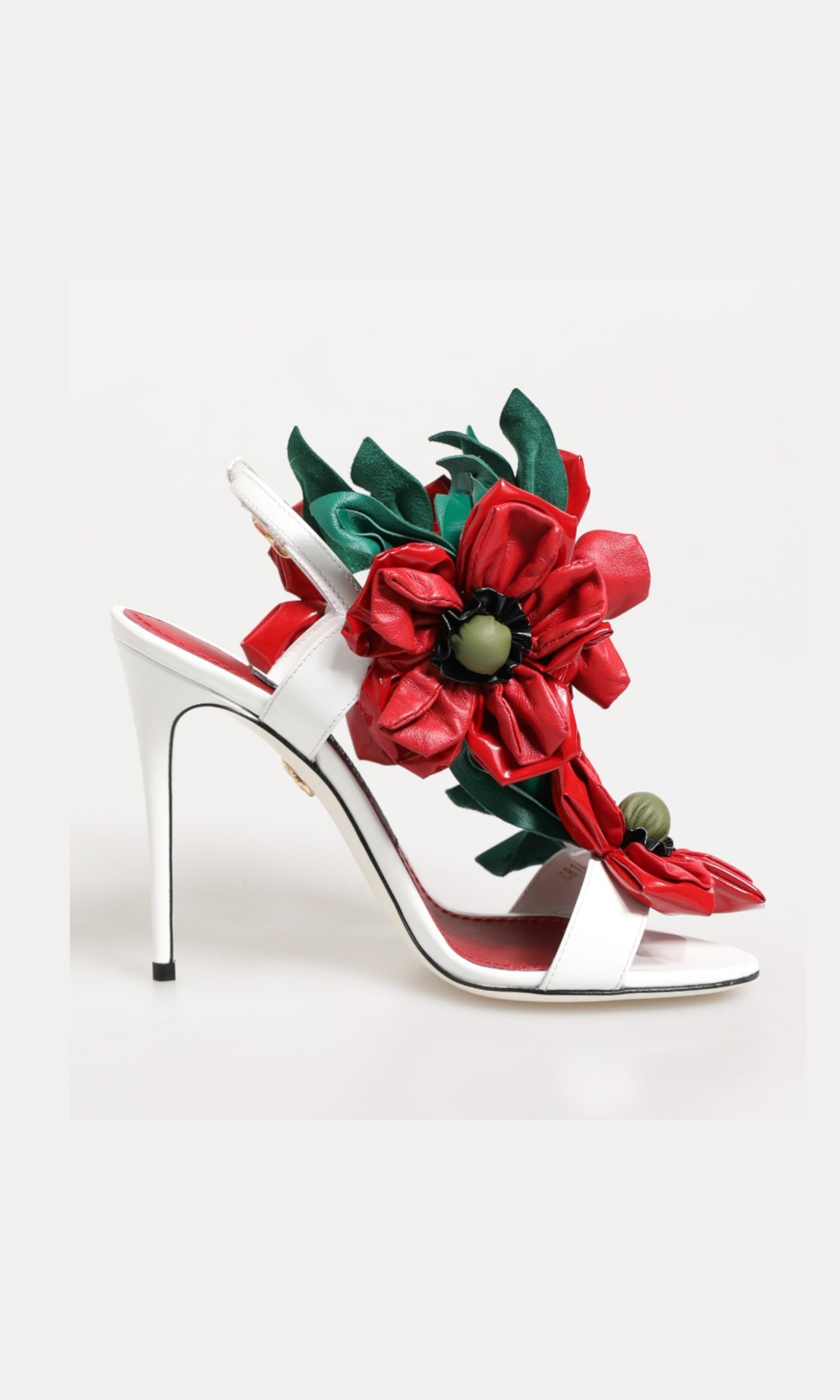 Dolce & Gabbana White Red Floral Detailing Sandals Shoes Glam Steals
