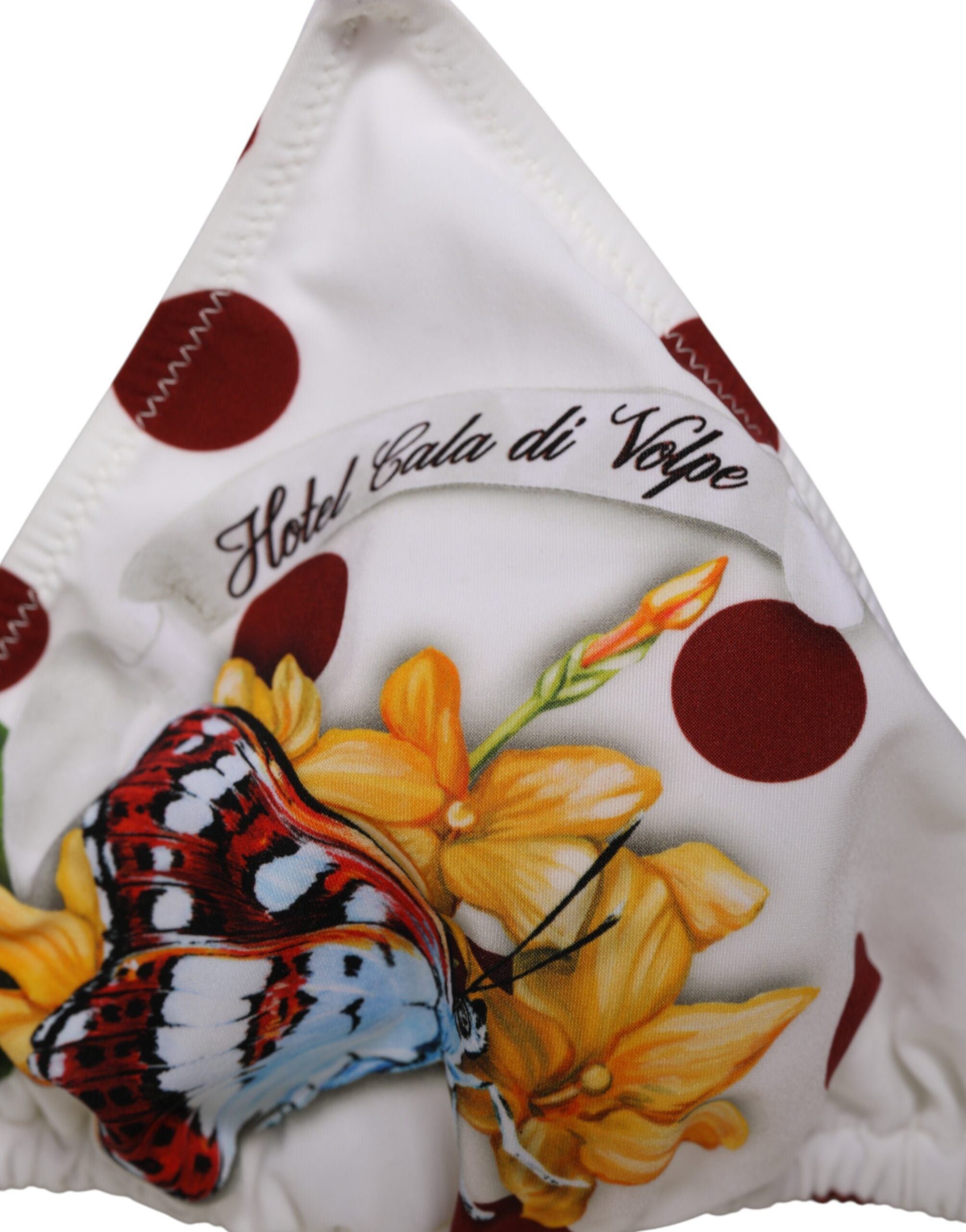 Dolce & Gabbana White Red Polka Dot Floral Print Triangle Glam Steals