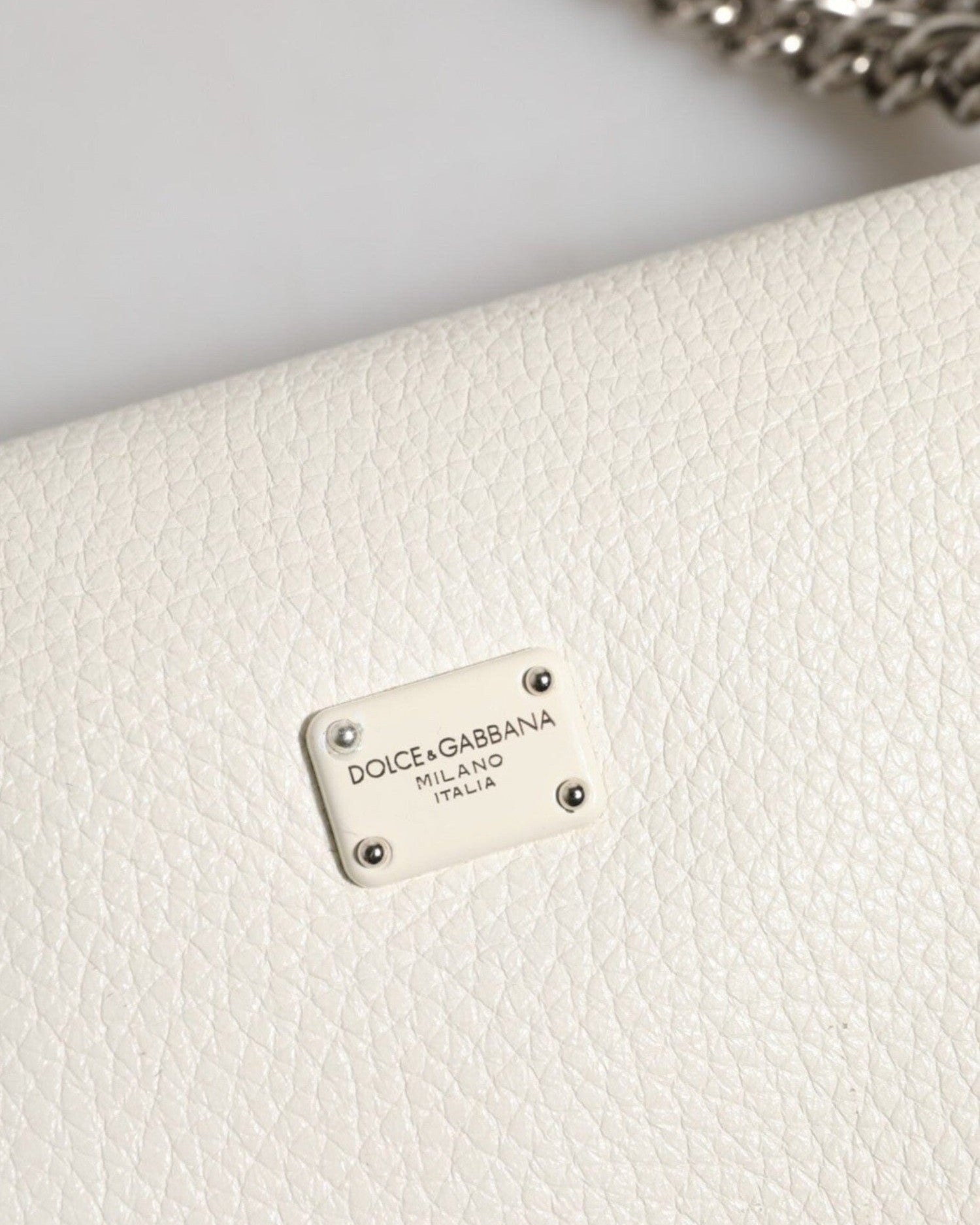 Dolce & Gabbana White Rosalia Small Calfskin Chain Shoulder Strap Bag Glam Steals