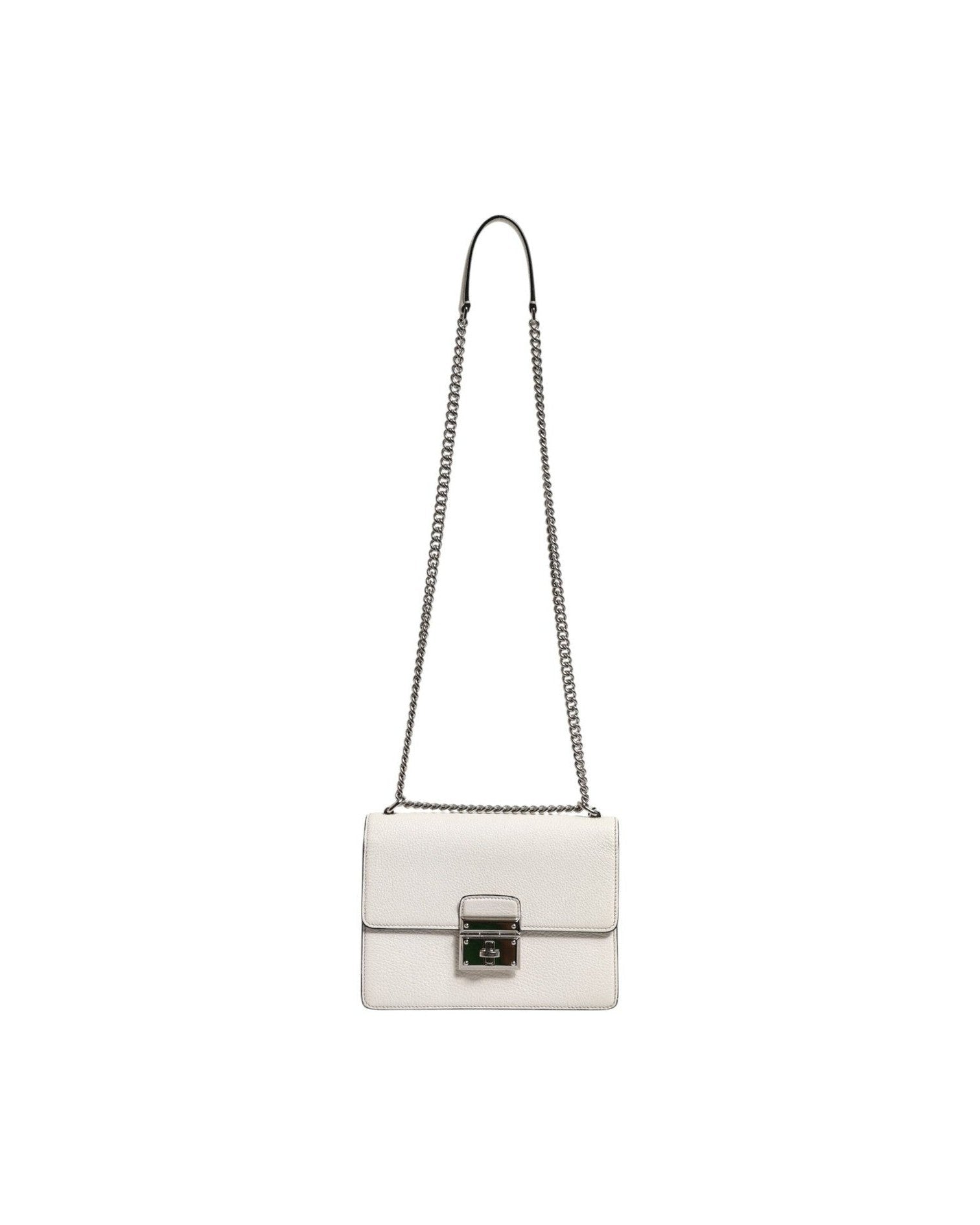 Dolce & Gabbana White Rosalia Small Calfskin Chain Shoulder Strap Bag Glam Steals