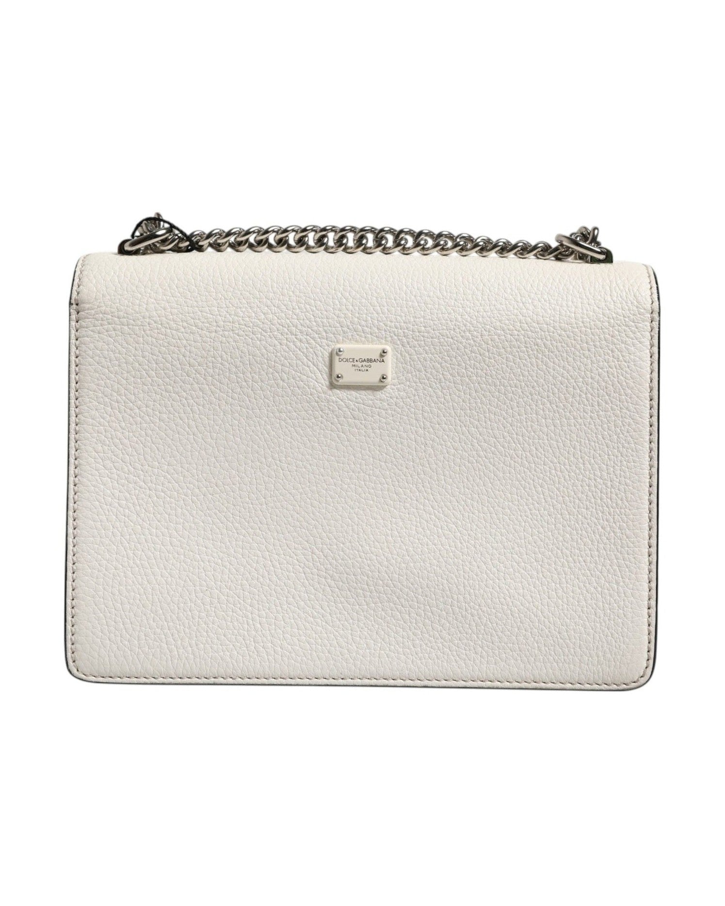 Dolce & Gabbana White Rosalia Small Calfskin Chain Shoulder Strap Bag Glam Steals