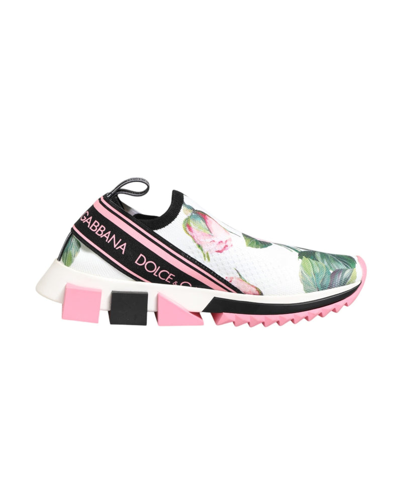 Dolce & Gabbana White Rose Print Sorrento Sneakers Glam Steals