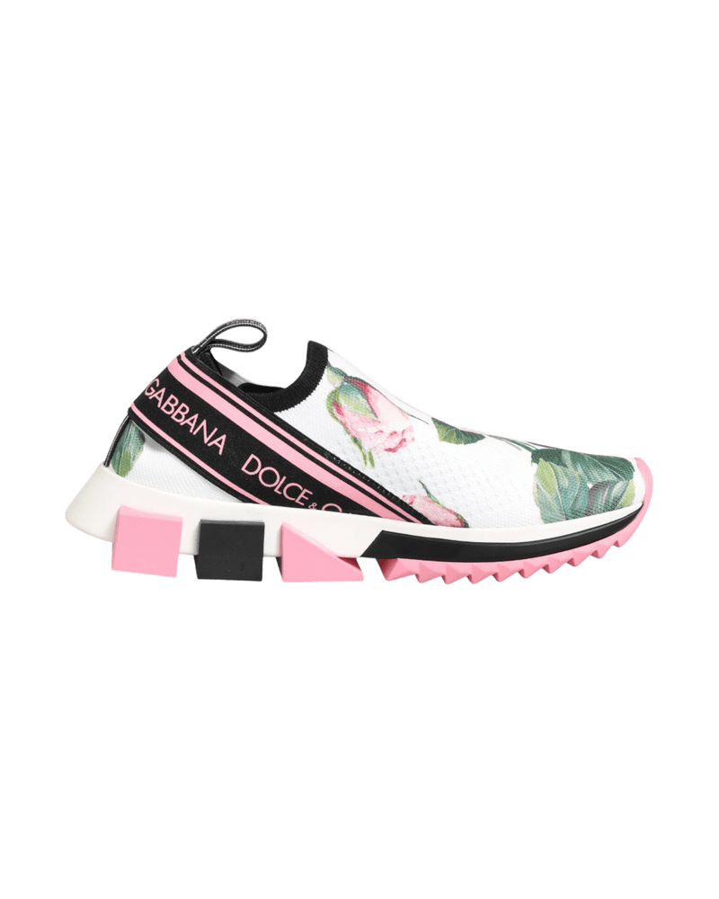 Dolce & Gabbana White Rose Print Sorrento Sneakers Glam Steals
