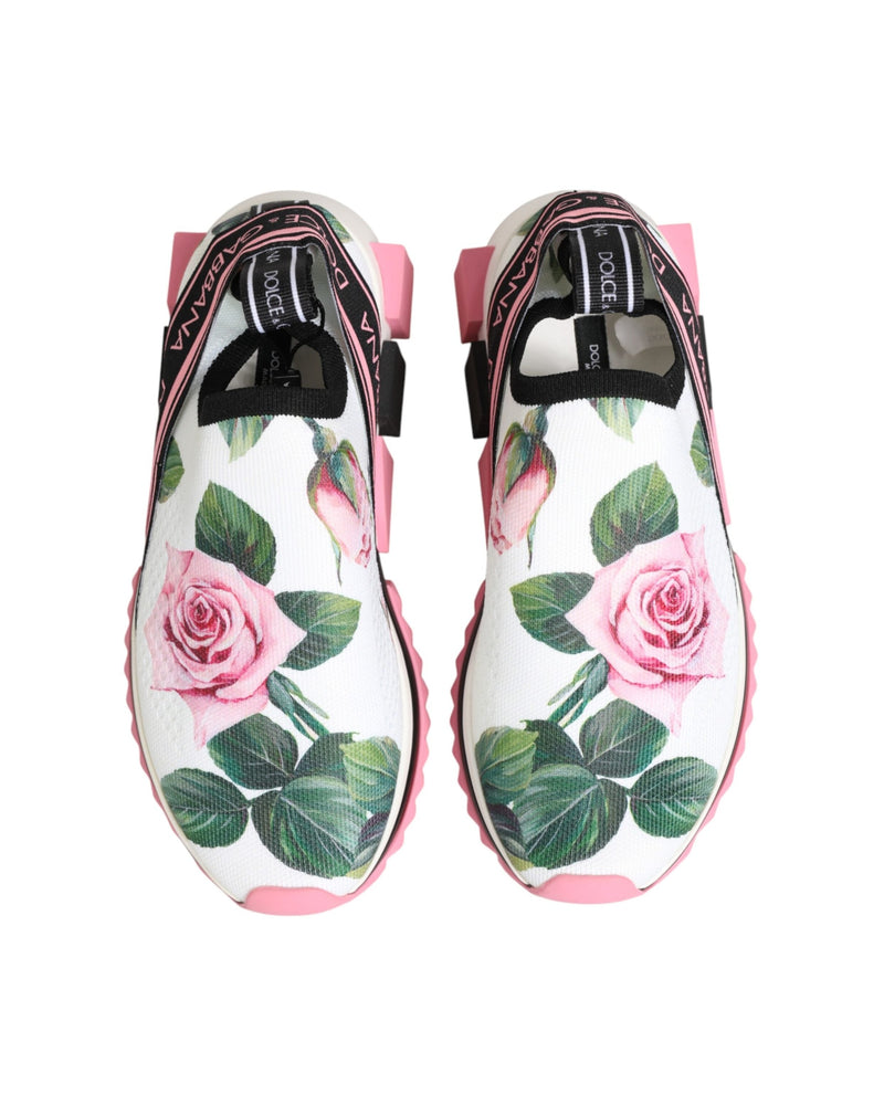 Dolce & Gabbana White Rose Print Sorrento Sneakers Glam Steals