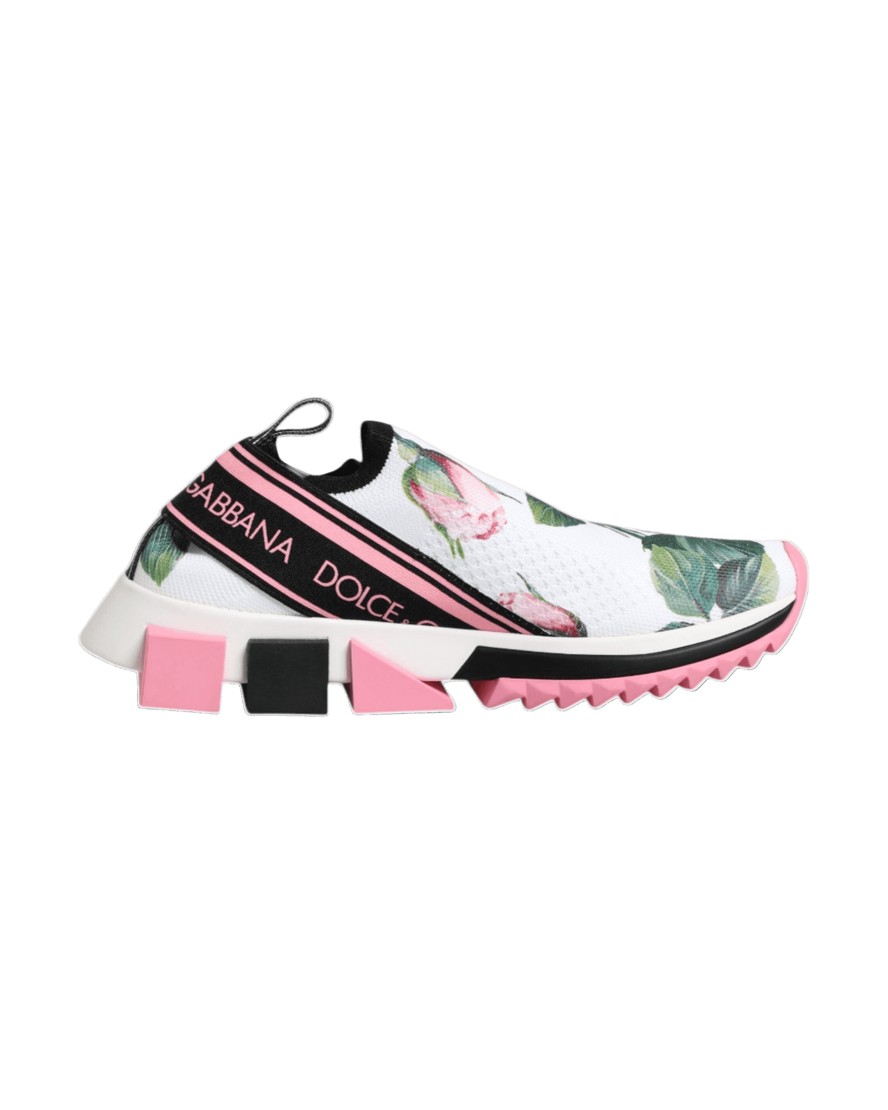 Dolce & Gabbana White Rose Print Sorrento Sneakers Shoes Sneakers