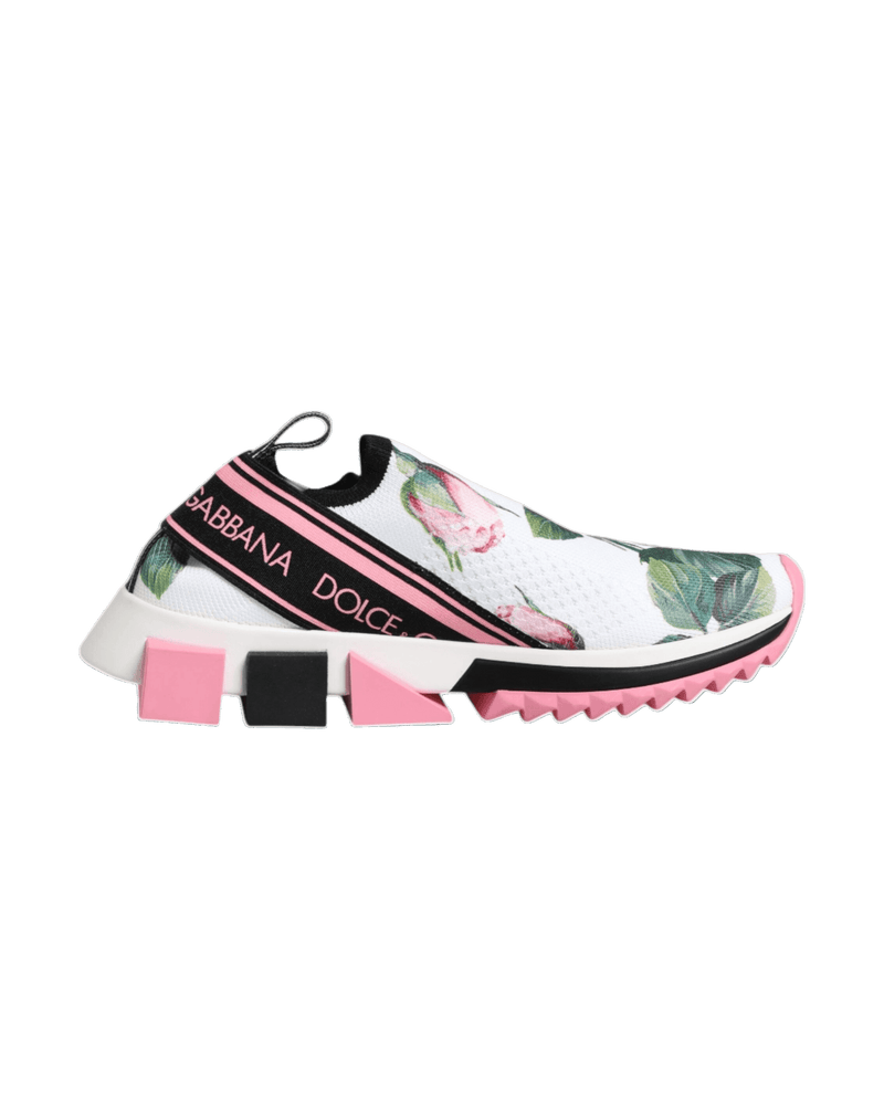 Dolce & Gabbana White Rose Print Sorrento Sneakers Shoes Glam Steals