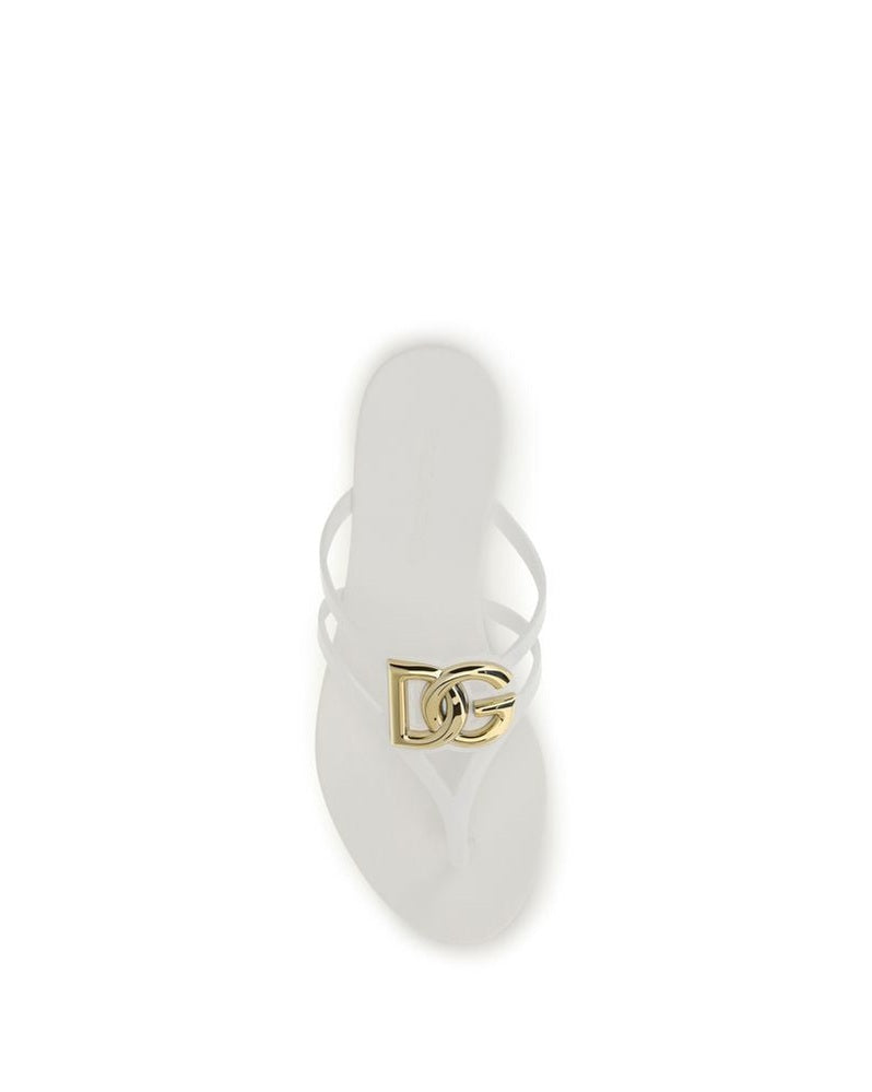 Dolce & Gabbana White Rubber Flip Flop Sandals 