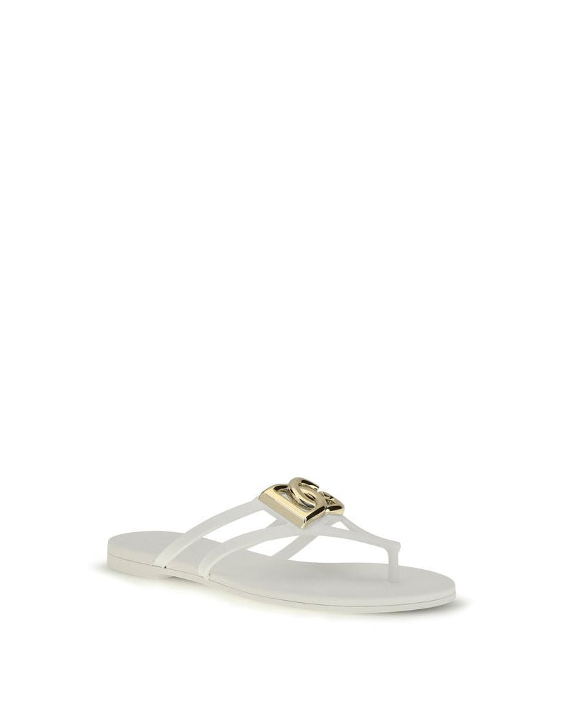 Dolce & Gabbana White Rubber Flip Flop Sandals 