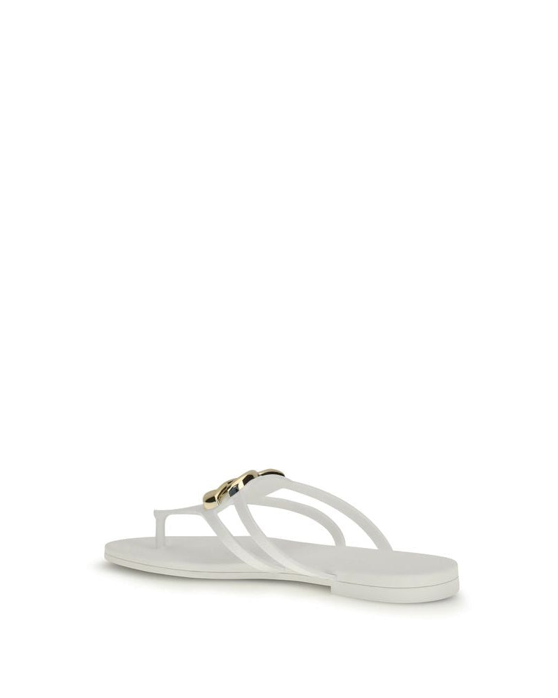 Dolce & Gabbana White Rubber Flip Flop Sandals 