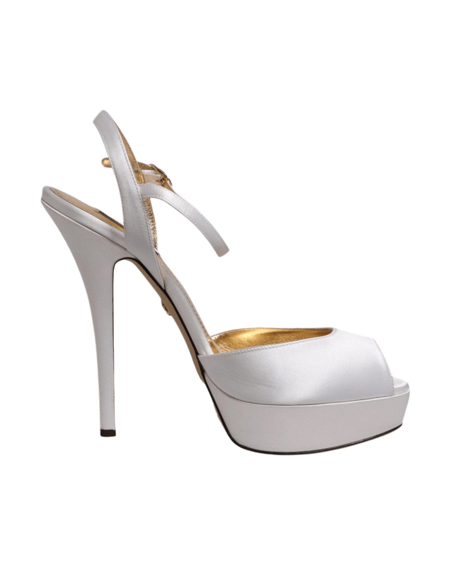 Dolce & Gabbana White Satin Platform Heels Sandals Shoes Glam Steals