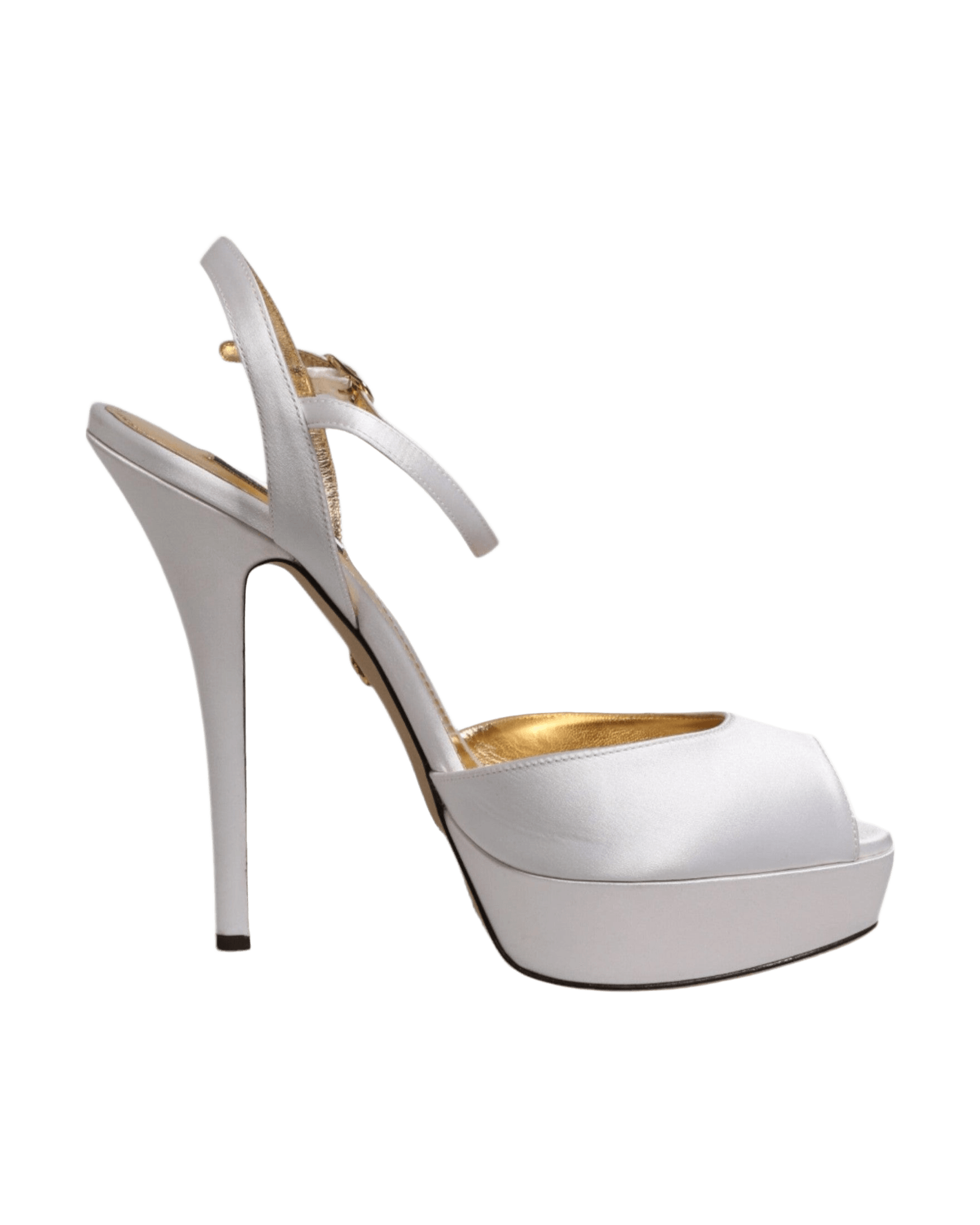 Dolce & Gabbana White Satin Platform Heels Sandals Shoes Glam Steals