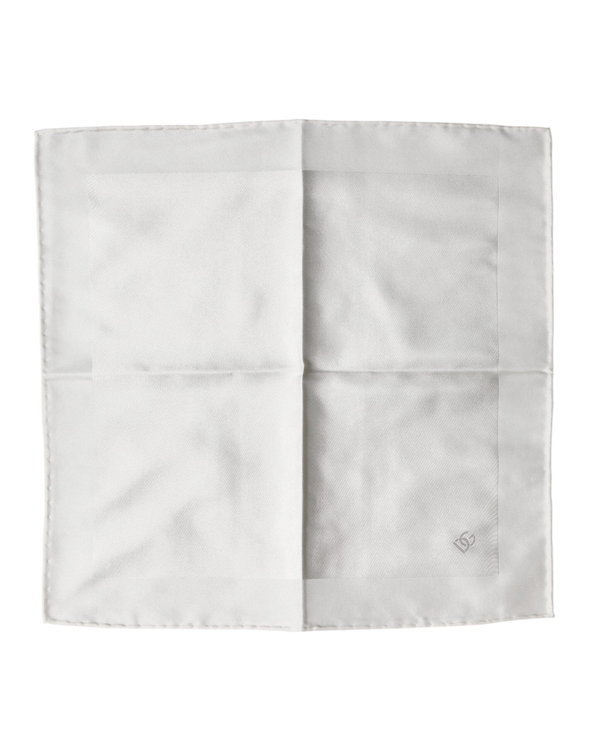 Dolce & Gabbana White Silk Logo Square Handkerchief Scarf Glam Steals
