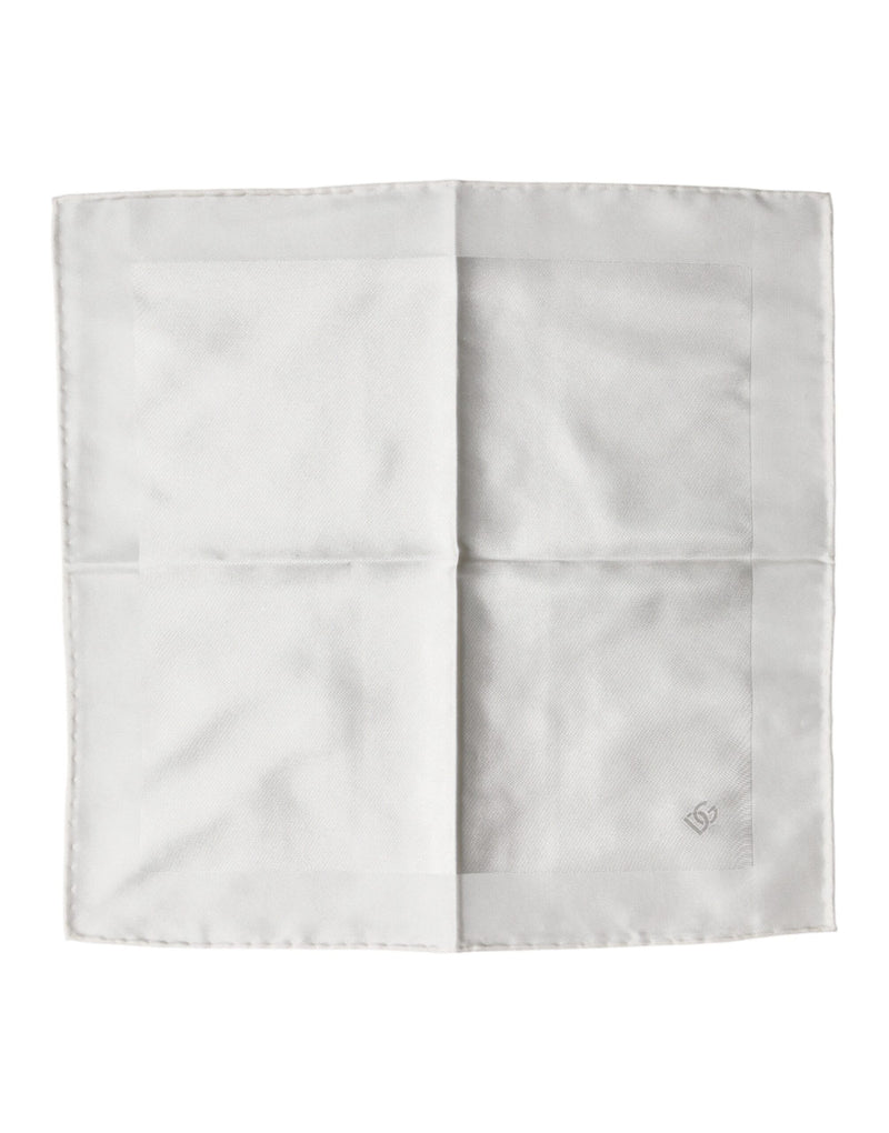 Dolce & Gabbana White Silk Logo Square Handkerchief Scarf Glam Steals